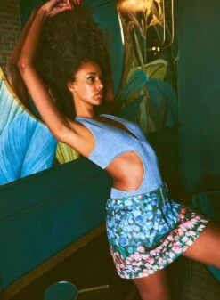 Fleur Du Mal Rose Stripe Denim Mini Skirt -Fleurdumal Shop 003 GA 230202 152web