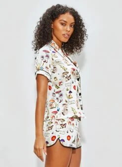 Fleur Du Mal Short Sleeve Fleur PJ Top -Fleurdumal Shop 200911 FLEURDUMAL SHOT 05 0647crop