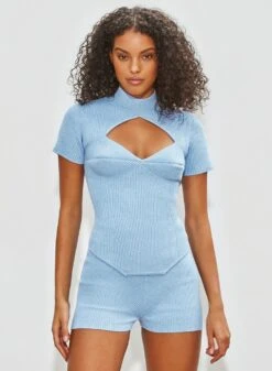 Fleur Du Mal Short Sleeve Corset Knit Top