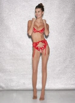 Fleur Du Mal Velvet Lily Embroidery Plunge Demi Bra -Fleurdumal Shop FDM 010623 1 04594full