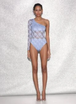 Fleur Du Mal Rosalia Lace One Shoulder Bodysuit -Fleurdumal Shop FDM 021523 1252full