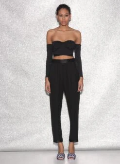 Fleur Du Mal Jersey Draped Crop Top -Fleurdumal Shop FDM 021523 1483full