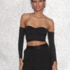 Fleur Du Mal Jersey Draped Crop Top