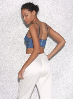 Fleur Du Mal Denim Lily Embroidery Longline Demi Bra 14 Fleur Du Mal Denim Lily Embroidery Longline Demi Bra -Fleurdumal Shop FDM 021523 2936full