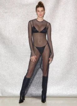 Fleur Du Mal Rhinestone Fishnet Dress