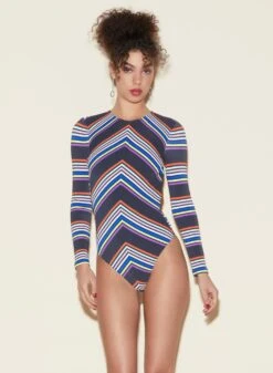 Fleur Du Mal Open Back Chevron One Piece -Fleurdumal Shop FDM 050322 1 2721crop