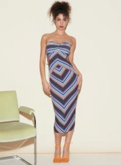 Fleur Du Mal Striped Chevron Cutout Dress -Fleurdumal Shop FDM 050322 1 4003full