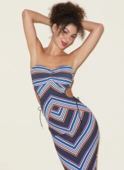 Fleur Du Mal Striped Chevron Cutout Dress -Fleurdumal Shop FDM 050322 1 4040full