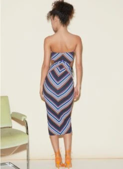 Fleur Du Mal Striped Chevron Cutout Dress -Fleurdumal Shop FDM 050322 1 4062full