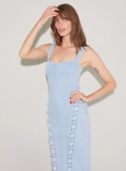Fleur Du Mal Denim Lace Up Dress -Fleurdumal Shop FDM 090722 1 0262full