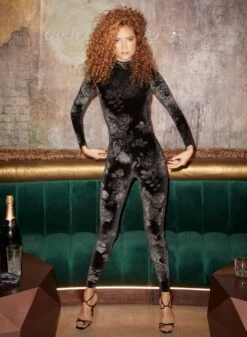 Fleur Du Mal Rose Velvet Catsuit -Fleurdumal Shop FDM 101122 1 0970web