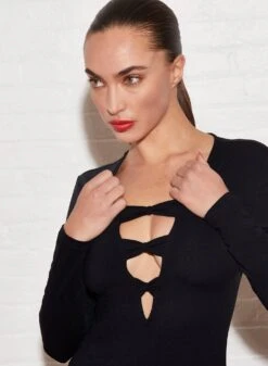 Fleur Du Mal Deep V Bow Bodysuit -Fleurdumal Shop FDM 102221 1 0717crop