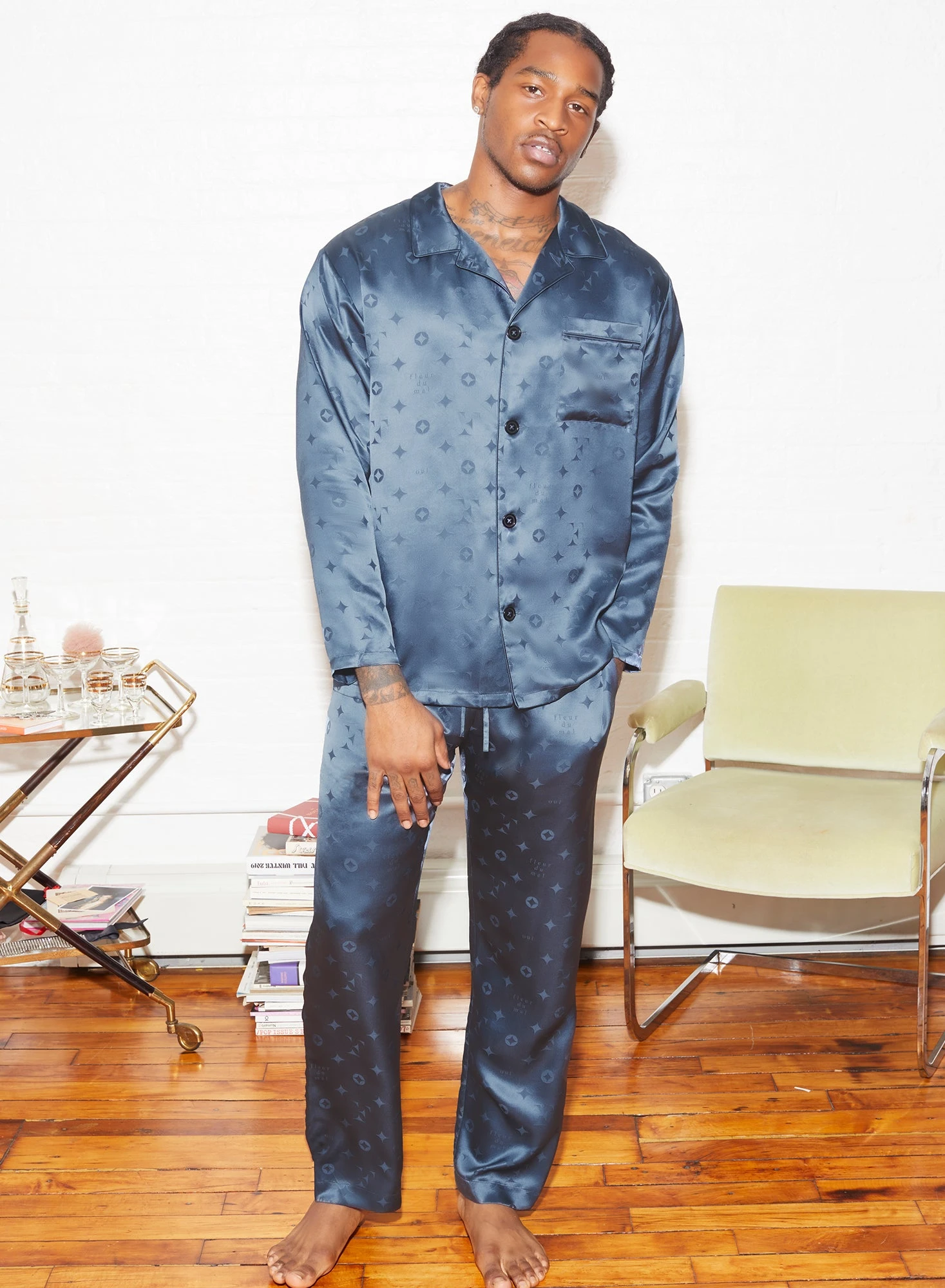 Fleur Du Mal Men's Silk Jacquard PJ Top 2 Fleur Du Mal Men's Silk Jacquard PJ Top - Image 2