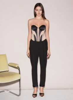 Fleur Du Mal Silk & Mesh Bustier Top -Fleurdumal Shop FDM 111522 8101full