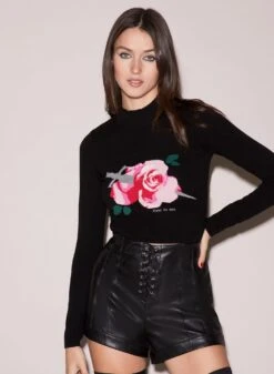Fleur Du Mal Rose & Dagger Cropped Sweater