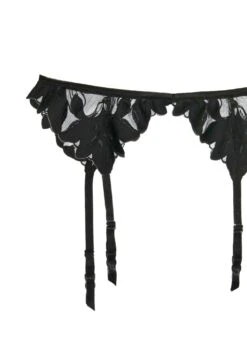 Fleur Du Mal Lily Embroidery Garter Belt -Fleurdumal Shop GR0011 BLACK web2