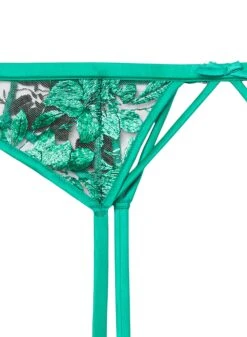 Fleur Du Mal Pressed Floral Embroidery Garter -Fleurdumal Shop alloverfoilgarterflat2