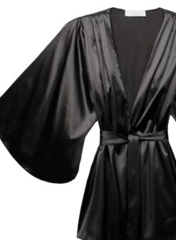 Fleur Du Mal Angel Sleeve Robe -Fleurdumal Shop angel sleeve robe black flat2