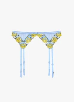 Fleur Du Mal Banana Embroidery Garter Belt -Fleurdumal Shop banana garter grey background