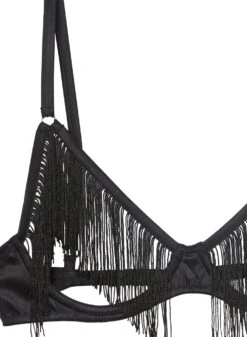 Fleur Du Mal Fringe Ouvert Bra -Fleurdumal Shop blackfringebraflat2