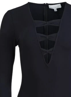 Fleur Du Mal Deep V Bow Bodysuit -Fleurdumal Shop bowbodsuitflat1