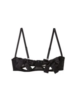 Fleur Du Mal Bow Embroidery Peekaboo Bra -Fleurdumal Shop bowbrablackflat1