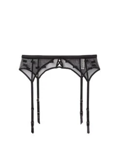 Fleur Du Mal Bow Embroidery Garter Belt -Fleurdumal Shop bowgarterblackflat1