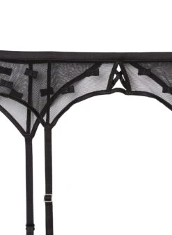 Fleur Du Mal Bow Embroidery Garter Belt -Fleurdumal Shop bowgarterblackflat2