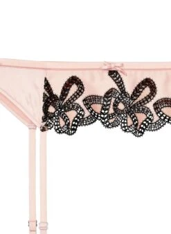 Fleur Du Mal Bow Guipure Embroidery Garter -Fleurdumal Shop bowguipuregarterflat2
