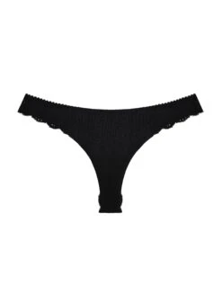 Fleur Du Mal Charlotte Lace Seamless Thong -Fleurdumal Shop charlotteseamlessthongblackflat1