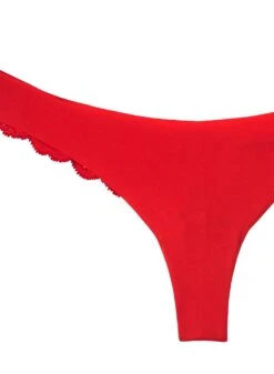 Fleur Du Mal Charlotte Lace Seamless Thong -Fleurdumal Shop charlotteseamlessthongrougeflat2