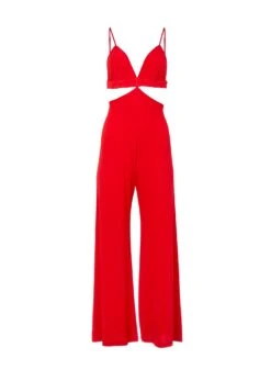 Fleur Du Mal Luxe Matte Jersey Jumpsuit -Fleurdumal Shop cherryjumpsuitflat1