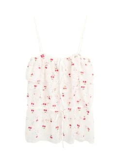 Fleur Du Mal Cherry Lace Cami -Fleurdumal Shop cherrylacecamiflat1