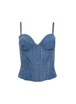 Fleur Du Mal Denim Bustier Top -Fleurdumal Shop denimbustierflat1