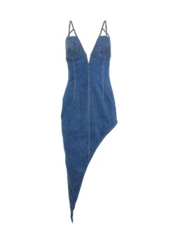 Fleur Du Mal Asymmetric Denim High Leg Dress 14 Fleur Du Mal Asymmetric Denim High Leg Dress -Fleurdumal Shop denimdressflat1