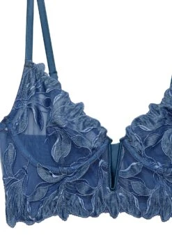Fleur Du Mal Denim Lily Embroidery Longline Demi Bra 16 Fleur Du Mal Denim Lily Embroidery Longline Demi Bra -Fleurdumal Shop denimlilylonglineflat2