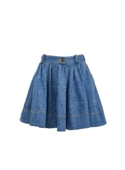 Fleur Du Mal Denim Flare Skirt 14 Fleur Du Mal Denim Flare Skirt -Fleurdumal Shop denimskirtflat1