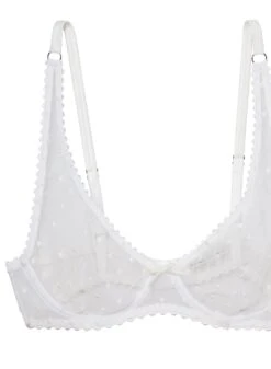 Fleur Du Mal Dotty Tulle Bra -Fleurdumal Shop dottyivorybraflat2