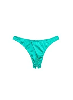 Fleur Du Mal Luxe Crotchless Thong -Fleurdumal Shop emeraldluxecrotchlessthongflat1