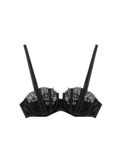 Fleur Du Mal Frankie Lace Boned Balconette Bra -Fleurdumal Shop frankiebonedbalconetteblackflat1