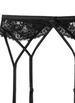 Fleur Du Mal Frankie Lace Strappy Garter Belt -Fleurdumal Shop frankiegarterblackflat2