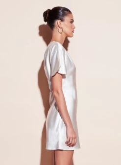 Fleur Du Mal One Shoulder Bias Mini Dress -Fleurdumal Shop ivory mini crop3