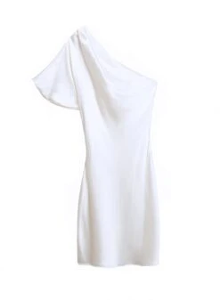 Fleur Du Mal One Shoulder Bias Mini Dress -Fleurdumal Shop ivory mini flat1