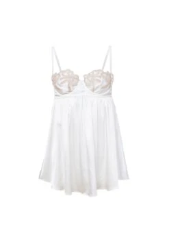 Fleur Du Mal Bow Guipure Embroidery Babydoll -Fleurdumal Shop ivorybowbabydollflat1