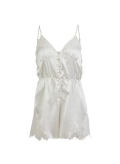 Fleur Du Mal Cherie Lace Romper -Fleurdumal Shop ivorycherieromperflat1