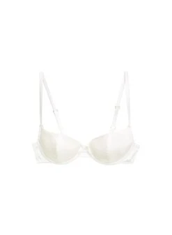 Fleur Du Mal Satin Luxe Balconette Bra -Fleurdumal Shop ivoryluxebalconetteflat1