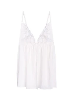 Fleur Du Mal Lily Embroidery Babydoll & V String Set -Fleurdumal Shop lilybabydollivoryflat1