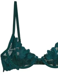 Fleur Du Mal Lily Embroidery Plunge Demi Bra 13 Fleur Du Mal Lily Embroidery Plunge Demi Bra -Fleurdumal Shop lilyevergreenbraflat2