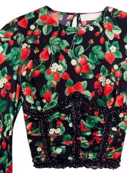 Fleur Du Mal Love Bound Top -Fleurdumal Shop loveboundtopblackstrawberryflat2