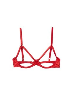 Fleur Du Mal Luxe Ouvert Bra -Fleurdumal Shop luxeouvertrougeflat1